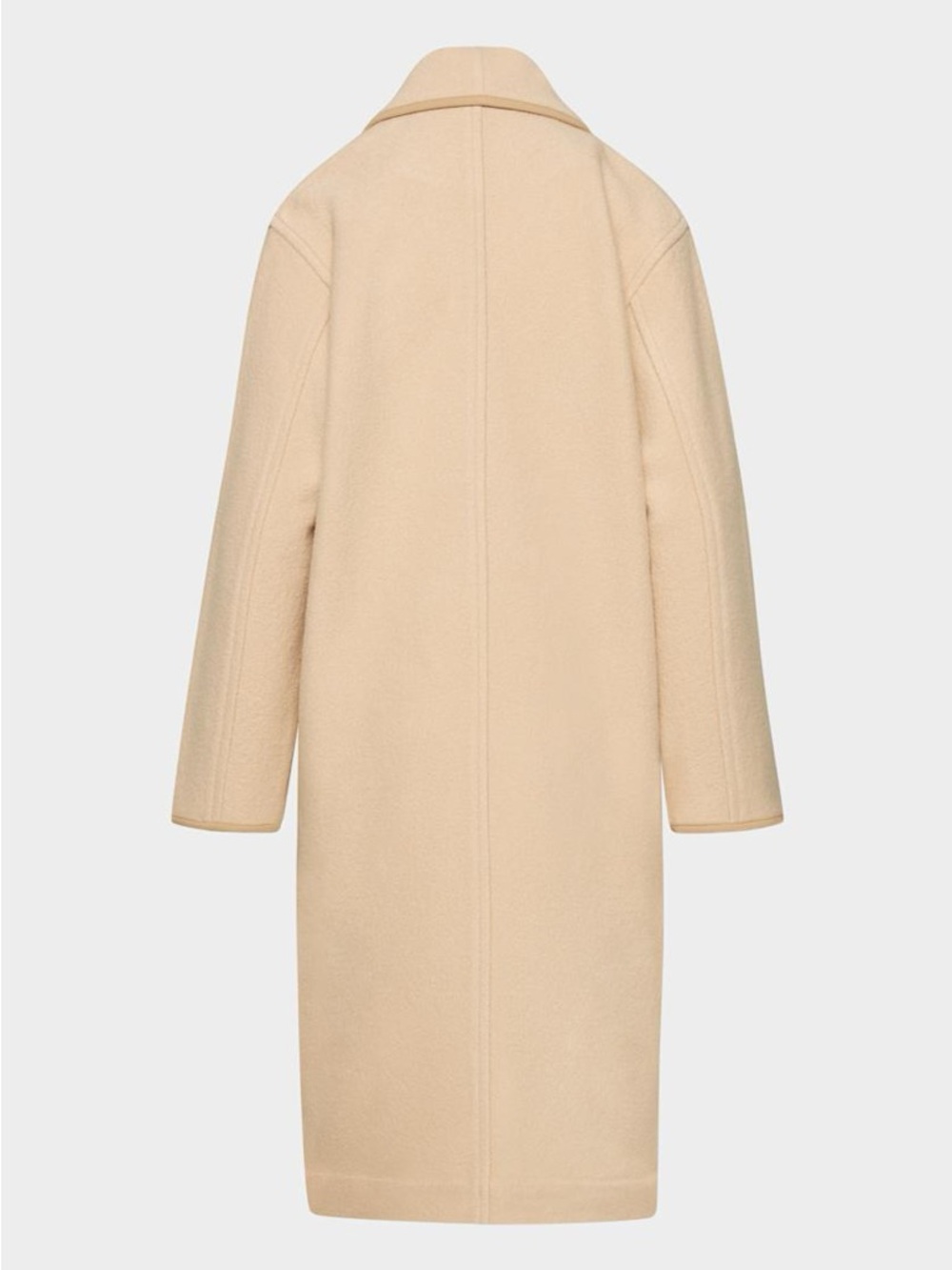 Cream Double-Breasted Wool Coat - Picture 2 of 6